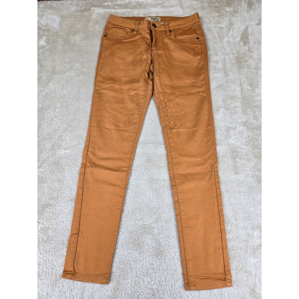 Hybrid Company Women Orange Tan Skinny Jeans Size 7 Cotton Blend Stretch Casual